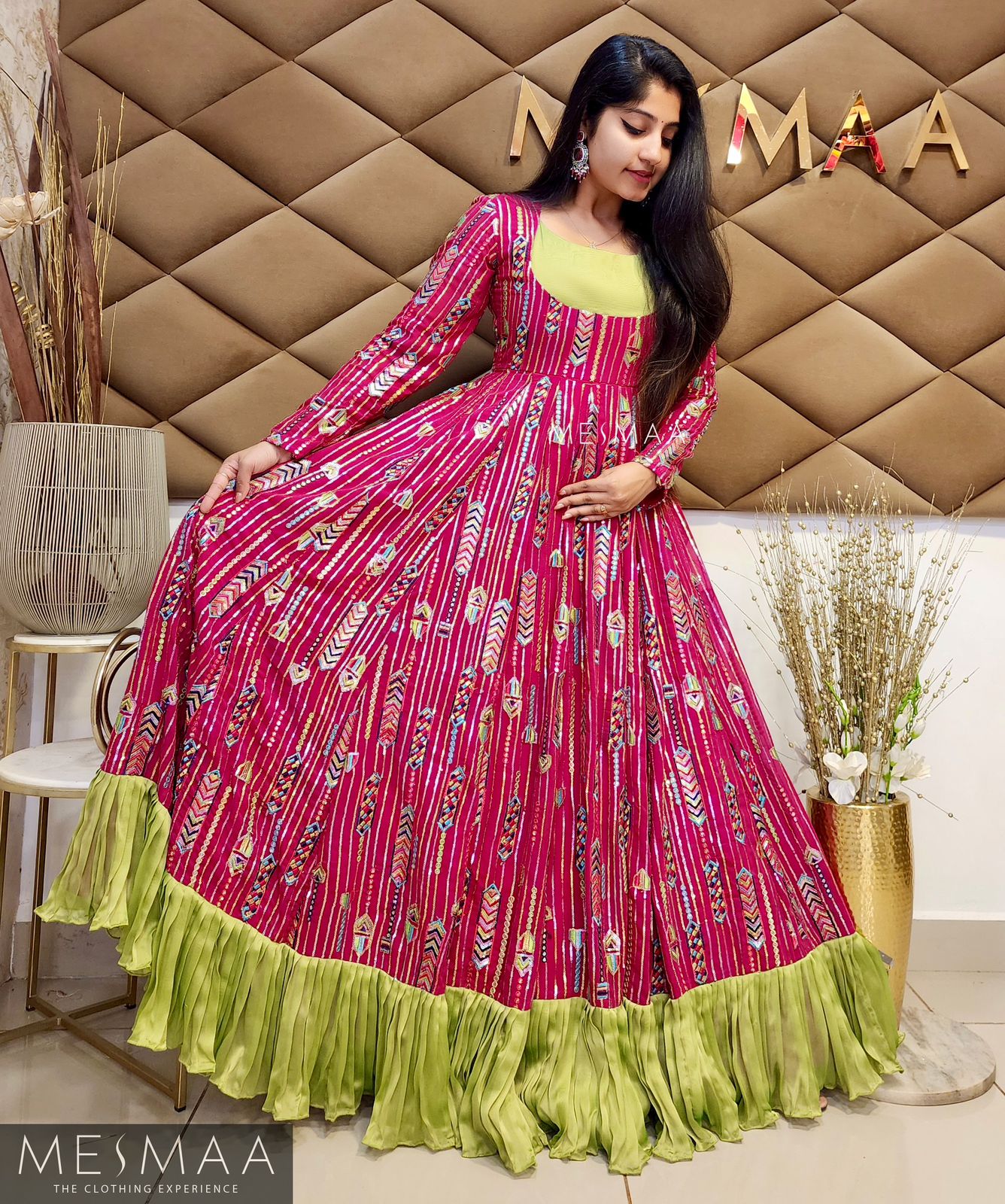 Rani pink green gown
