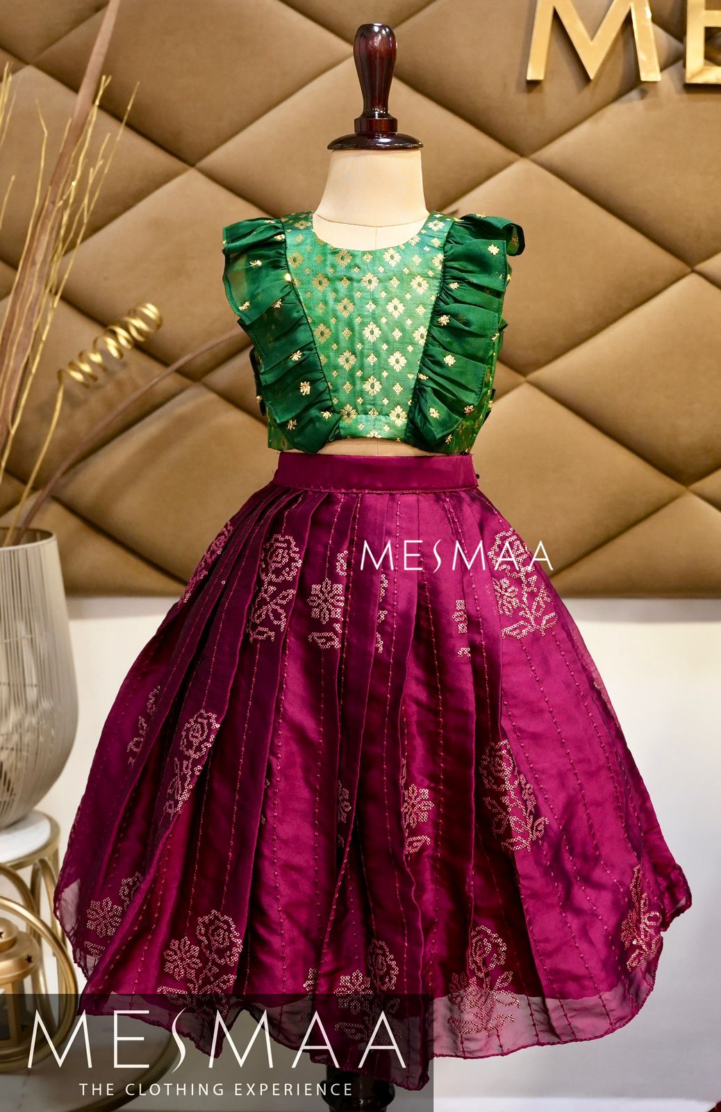 Purple bottle green lehenga set