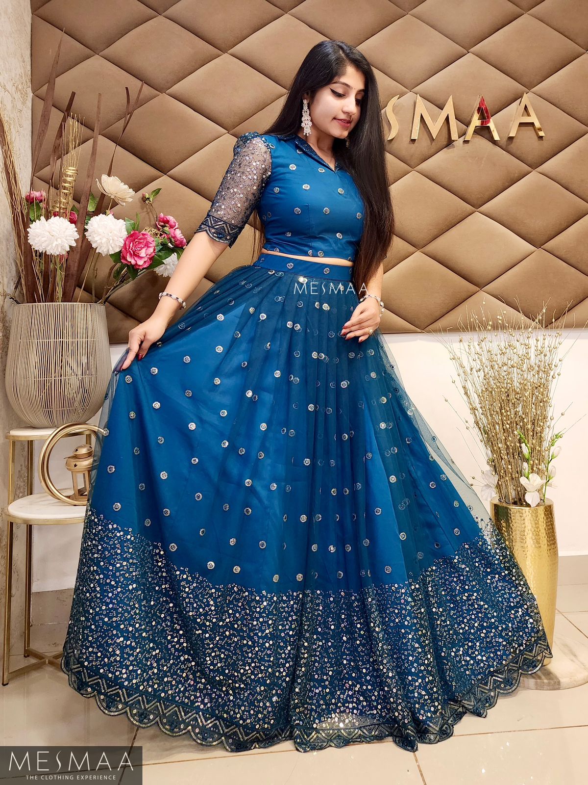Peacock blue gradation lehenga