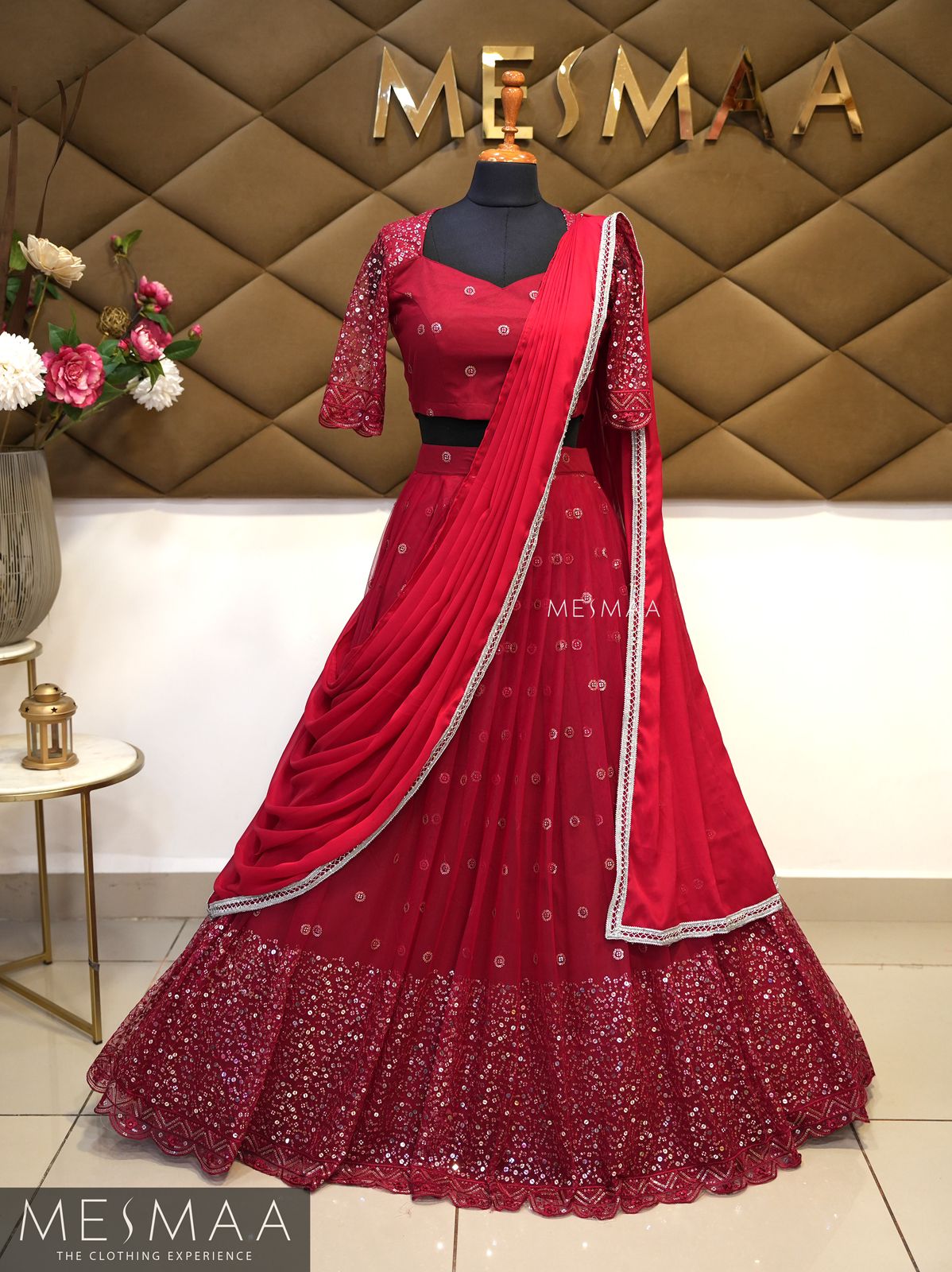 Ruby red gradation lehenga