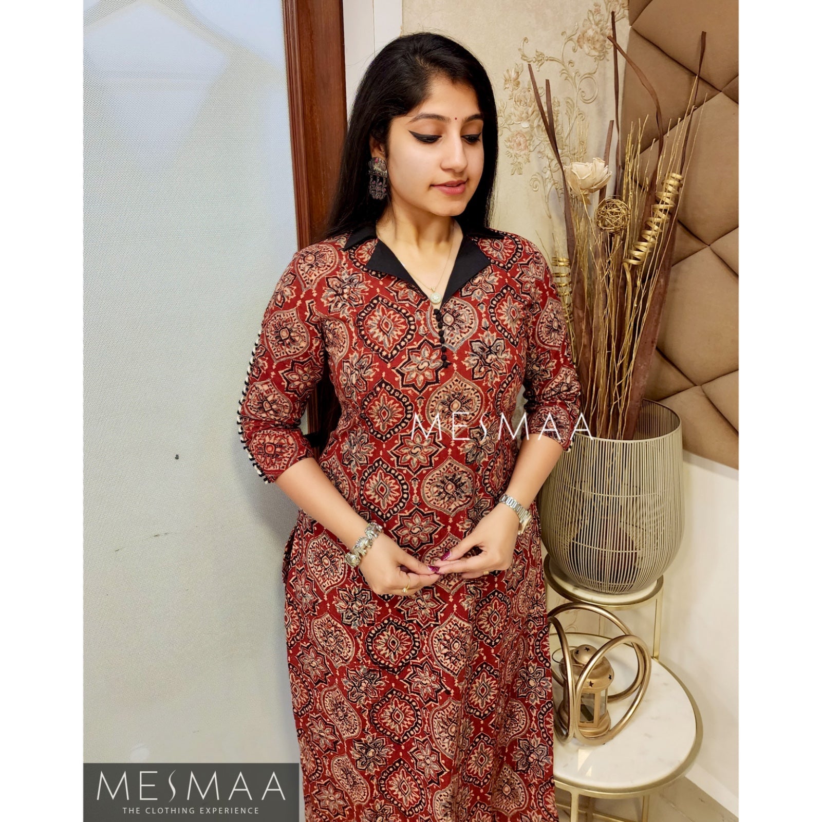 Cotton ajrakh kurti