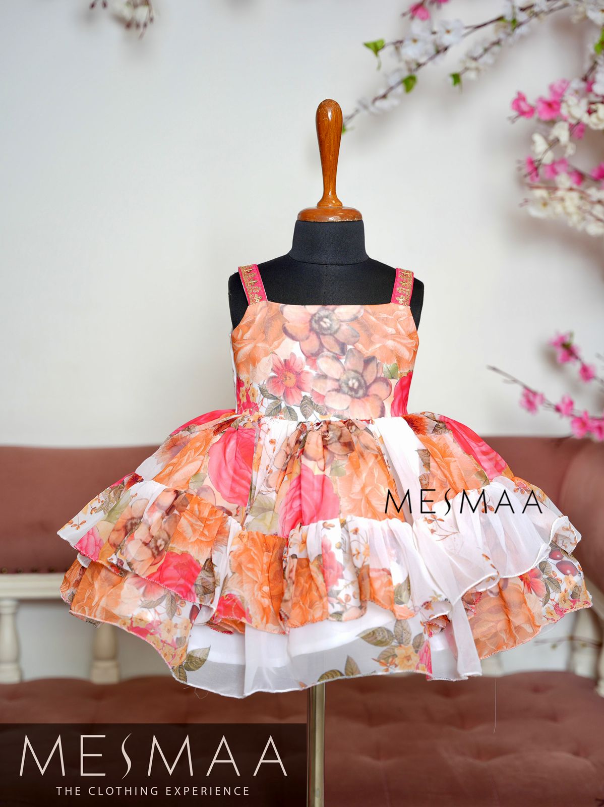 SPRING WHITE FLORAL KIDS FROCK