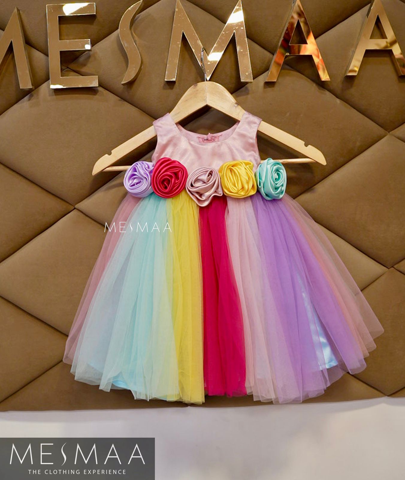 RAINBOW PASTELS TULLE KIDS GOWN