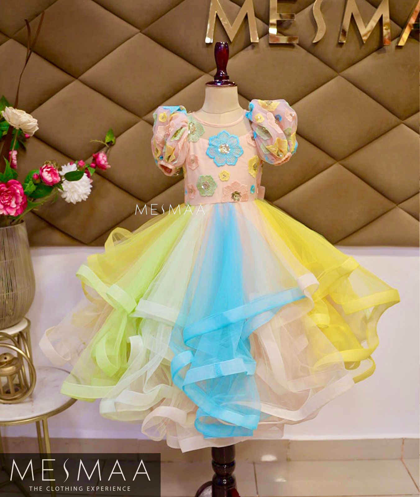 Spring sorbet tulle kids gown