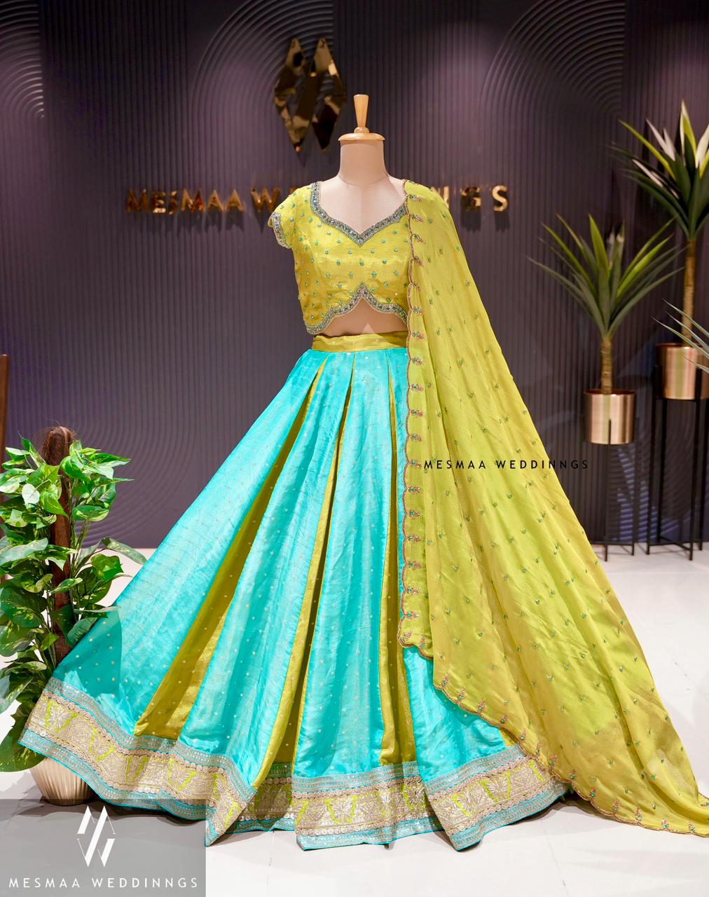 AQUA LAGOON TISSUE BRIDAL LEHENGA