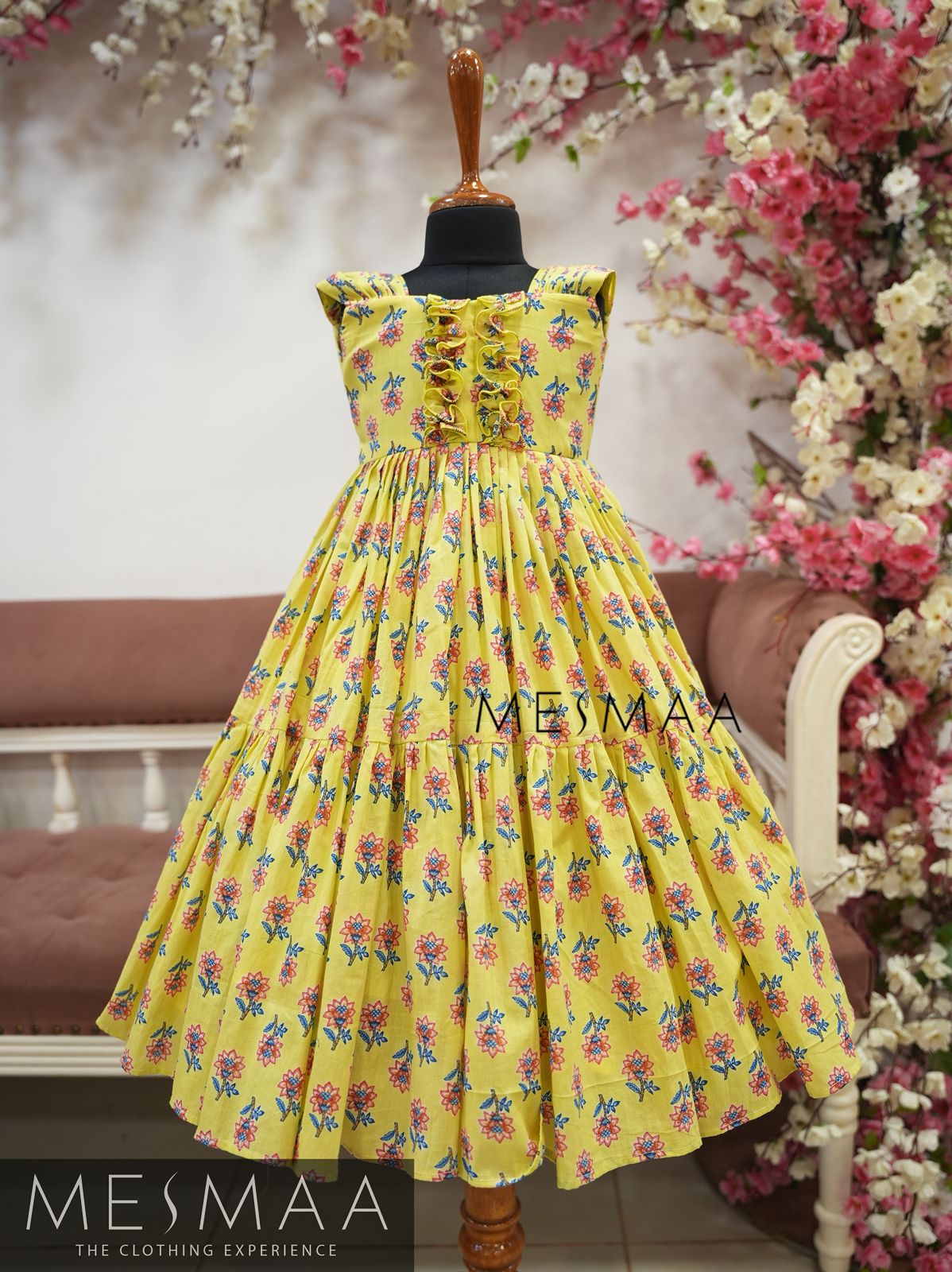 LEMON YELLOW COTTON KIDS GOWN