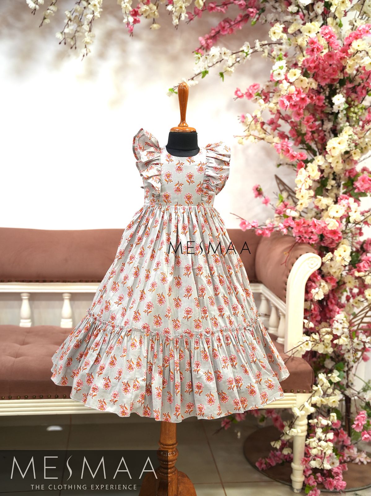 LIGHT GREY COTTON KIDS GOWN