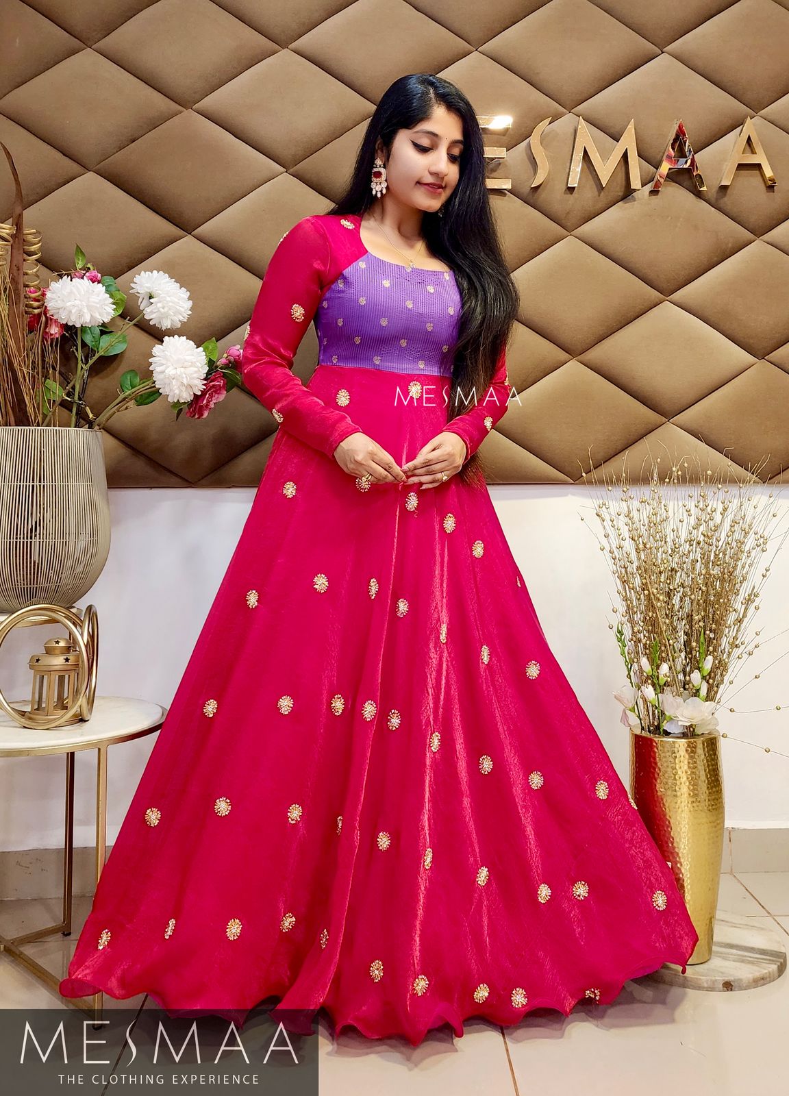 FUSCHIA LAVENDER TISSUE ORGANSA GOWN