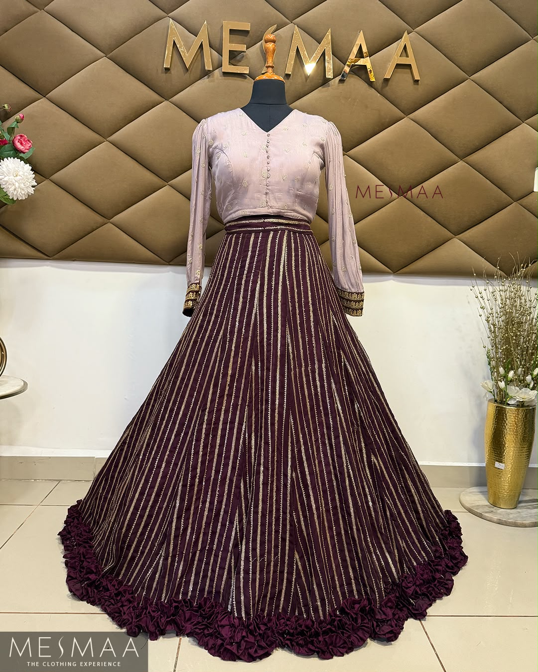 Dusty lavender vine lehenga.