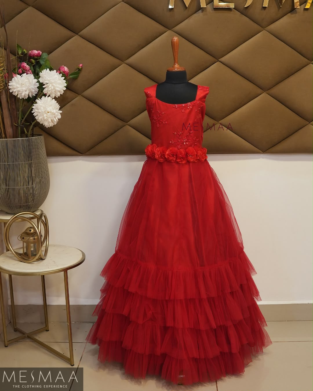 CRIMSON RED KIDS GOWN