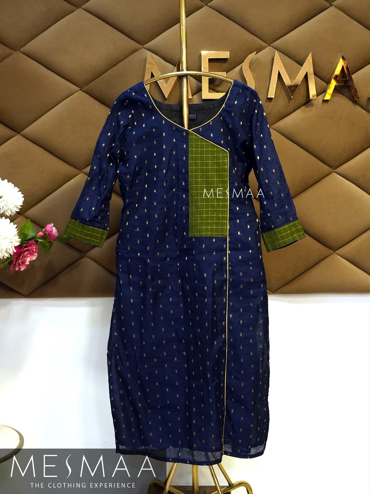 Navy blue olive green kurti