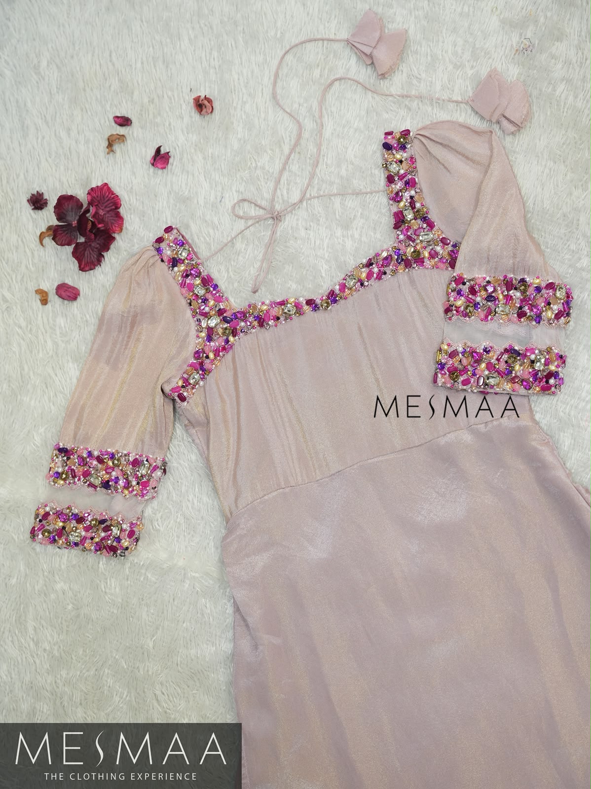 Shades of pink tissue kurti.