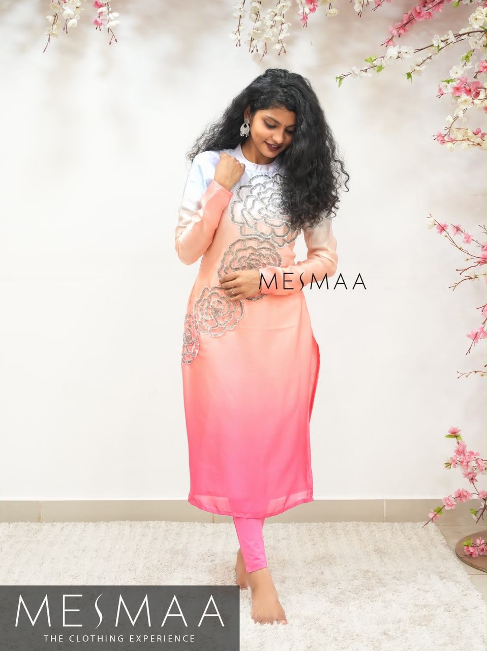 Rose cascade kurti.