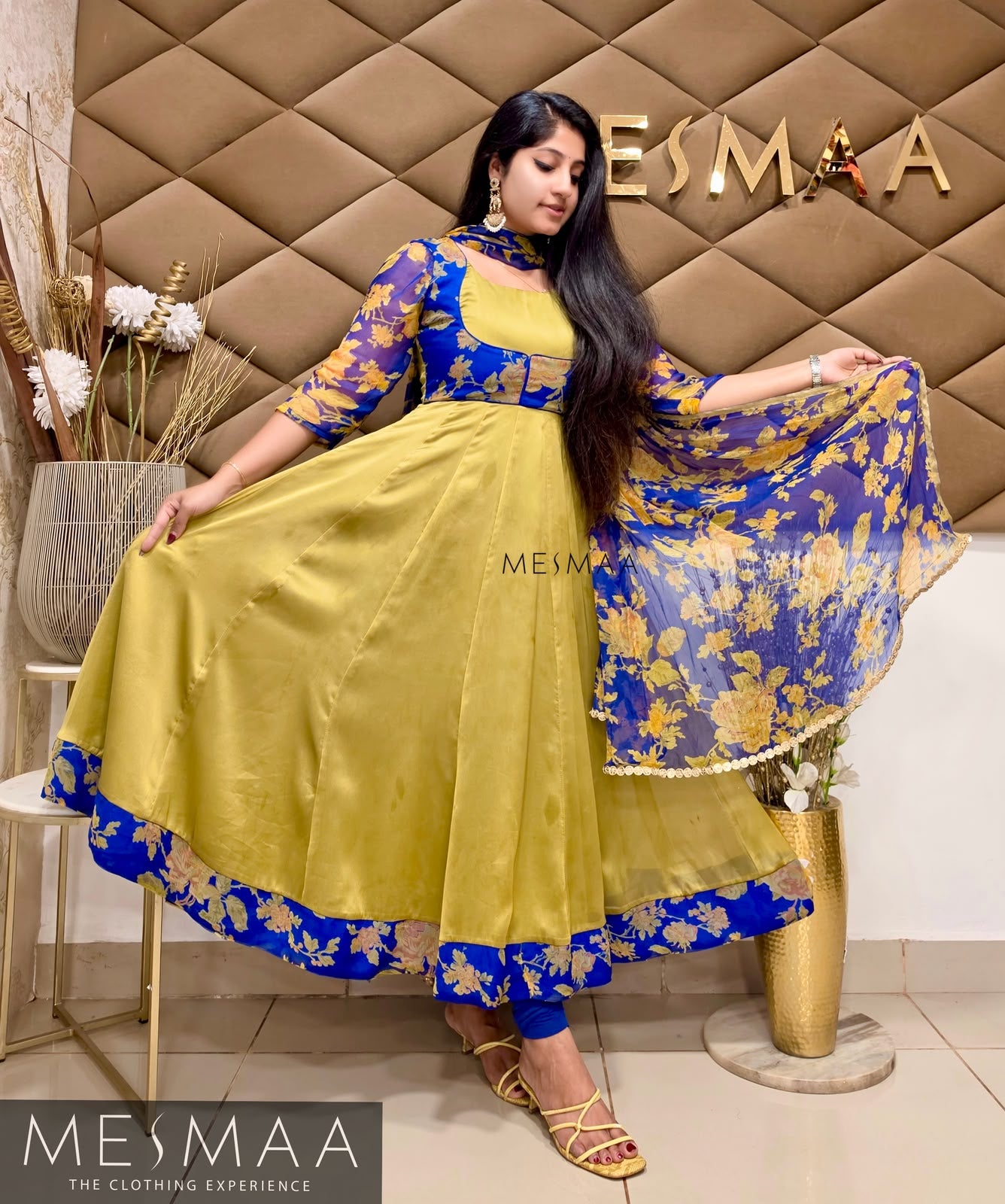 PURE CHIFFON FLORAL SAREE CONVERTED ANARKALIS.