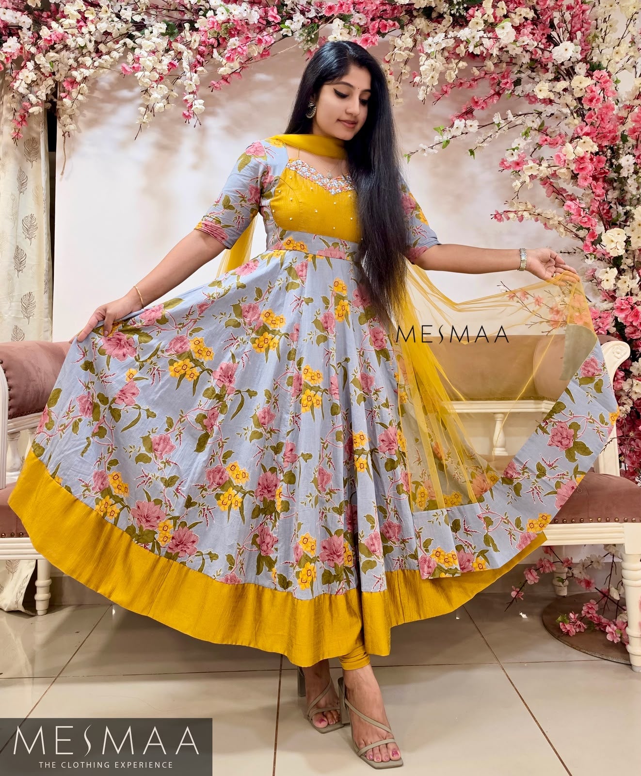 Sunflower Meadow Floral Anarkali