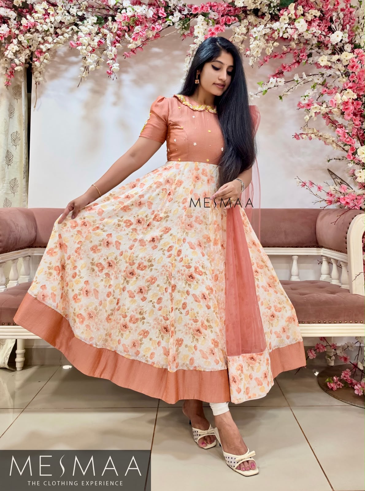 Apricot petals Anarkali