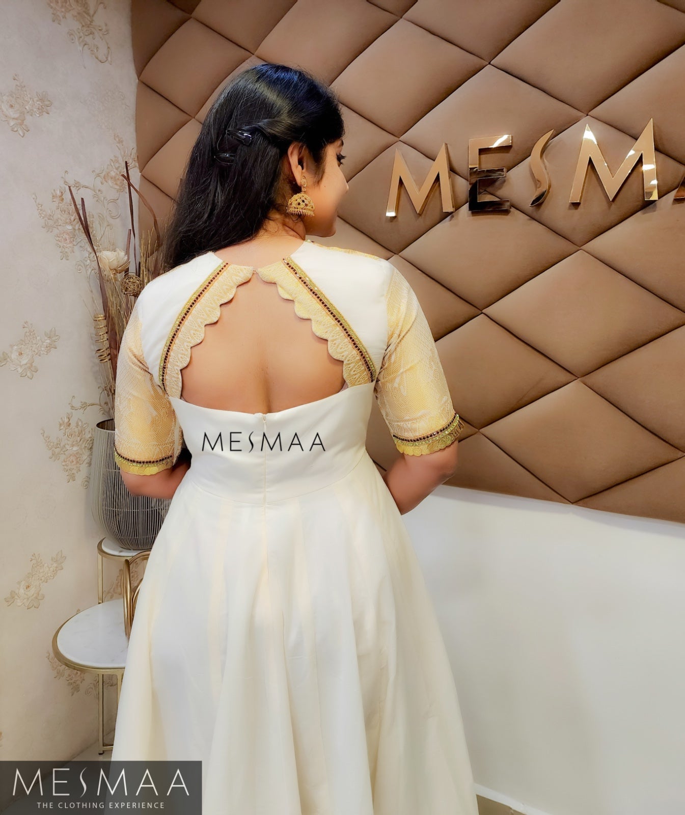 Purple olive green white Kerala type anarkali