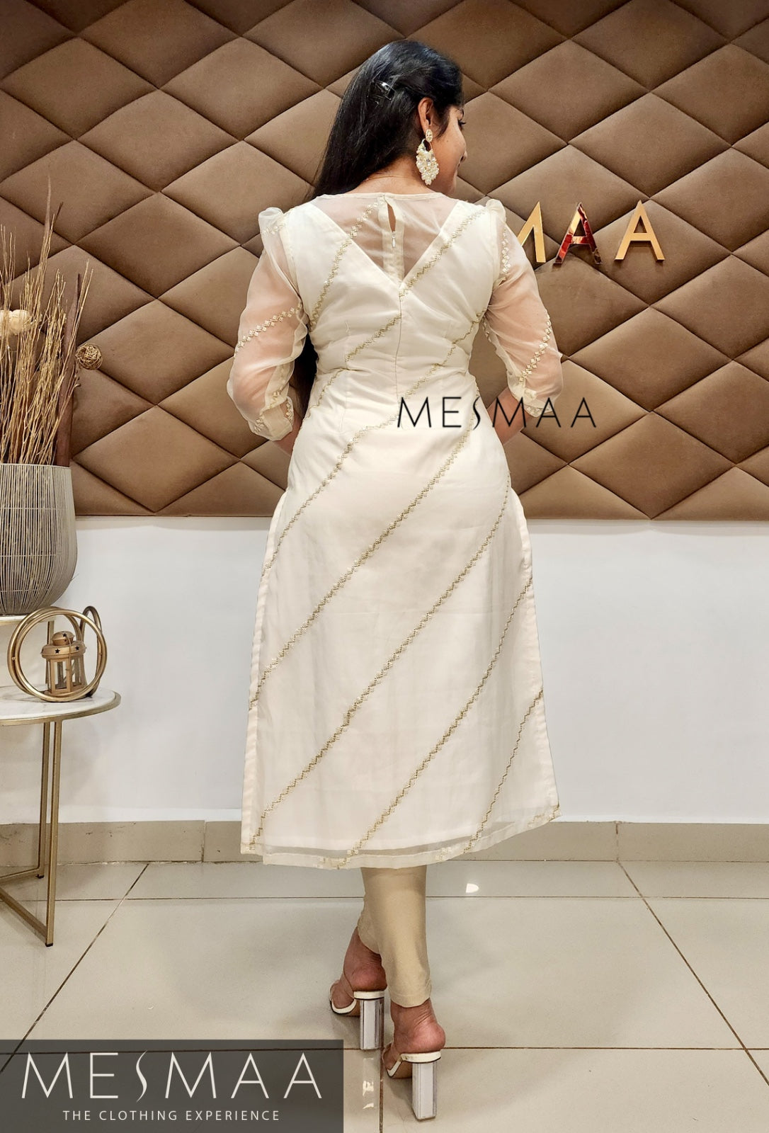 Half white kurti set.