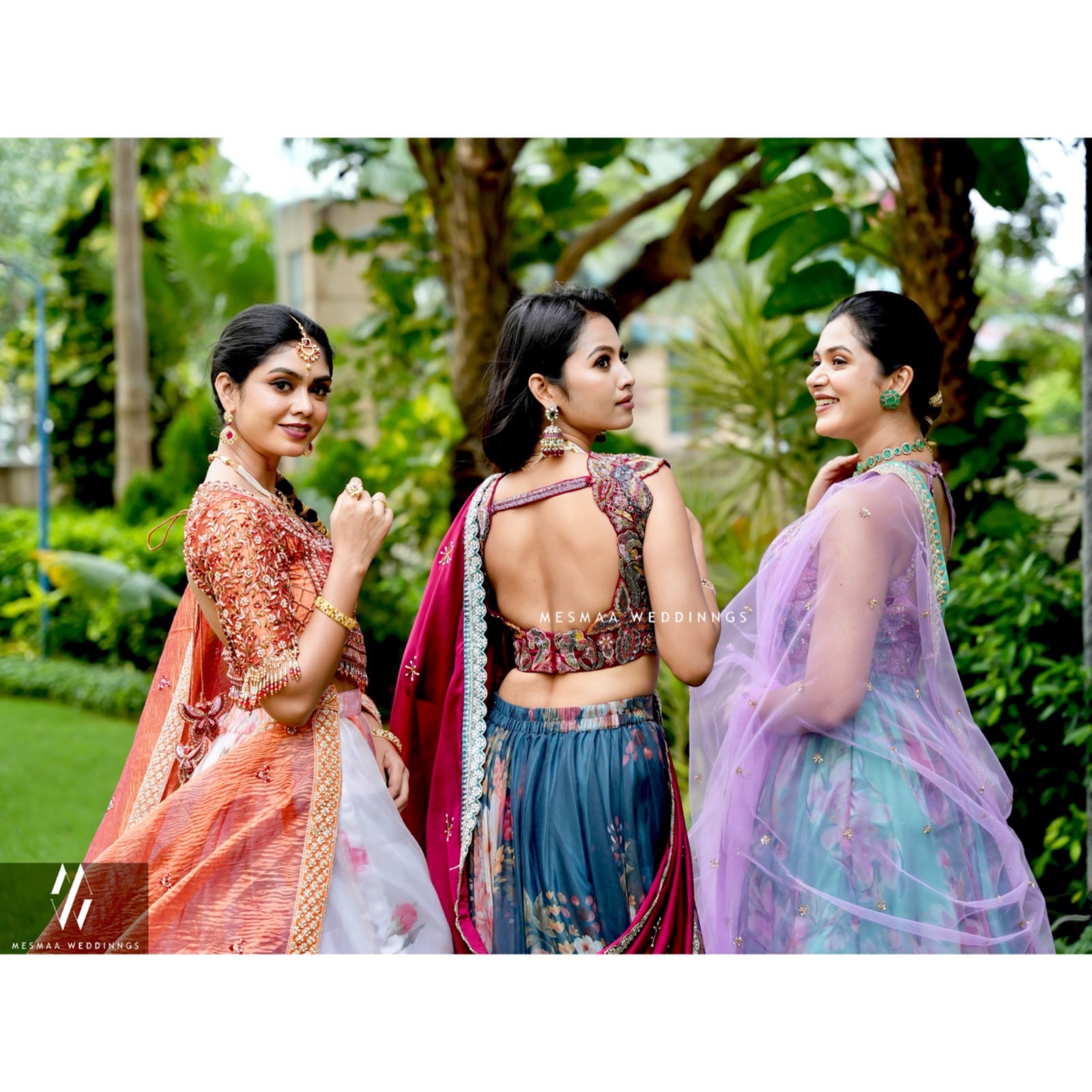 WHITE MATTALIC RUST FLORAL LEHENGA.