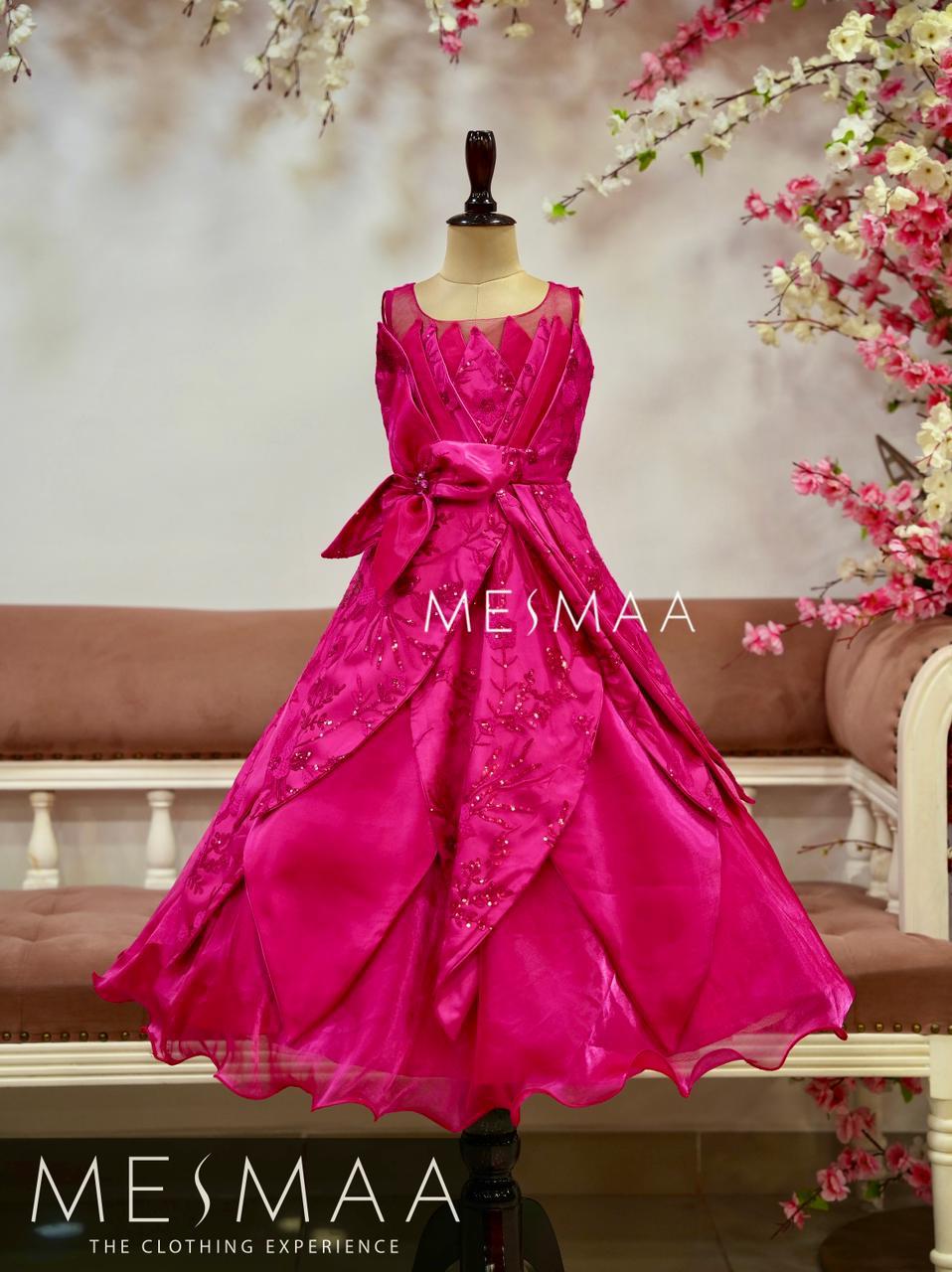 Pink petals kids gown.