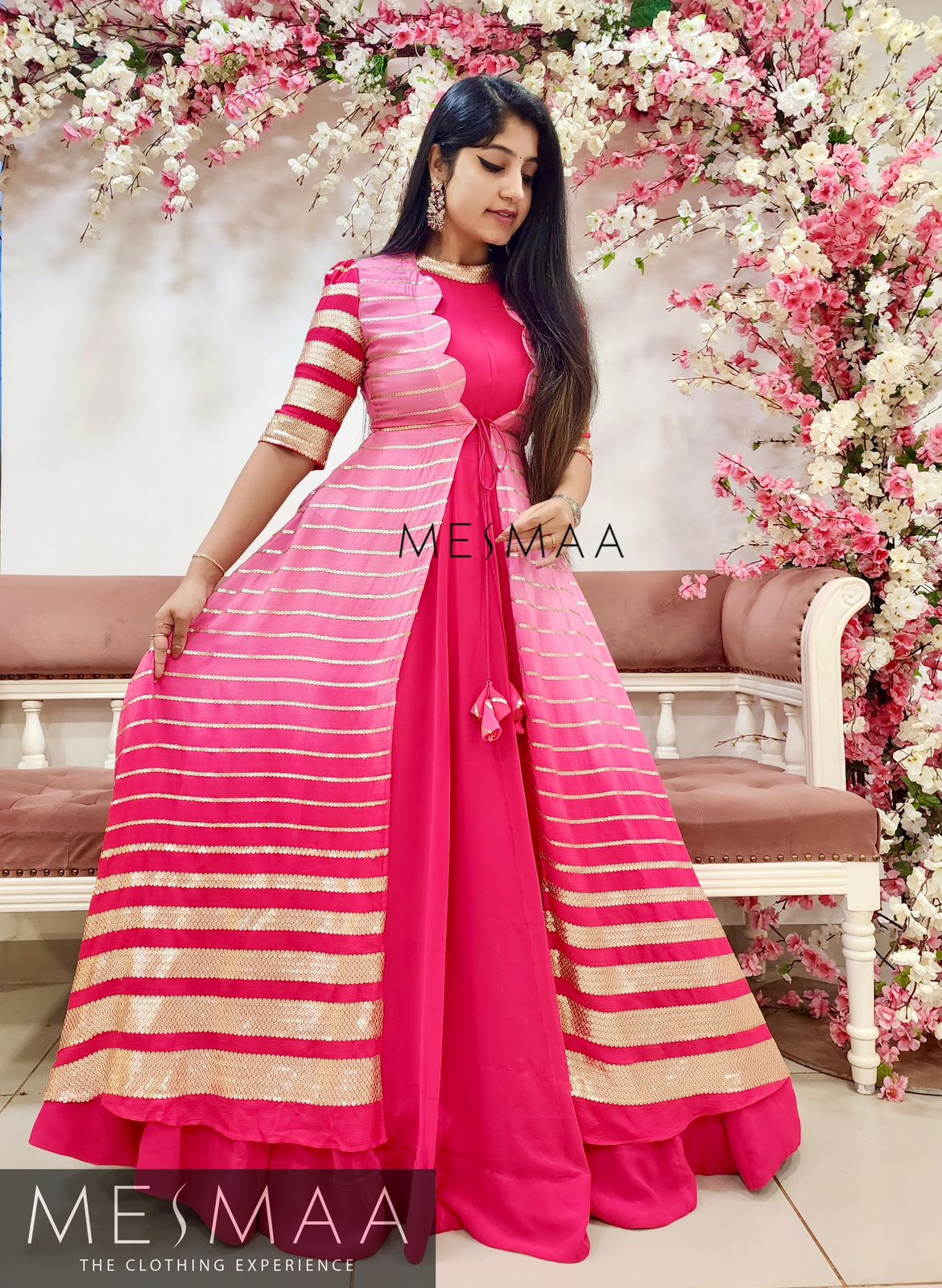 Strawberry pink ombré overcoat gown