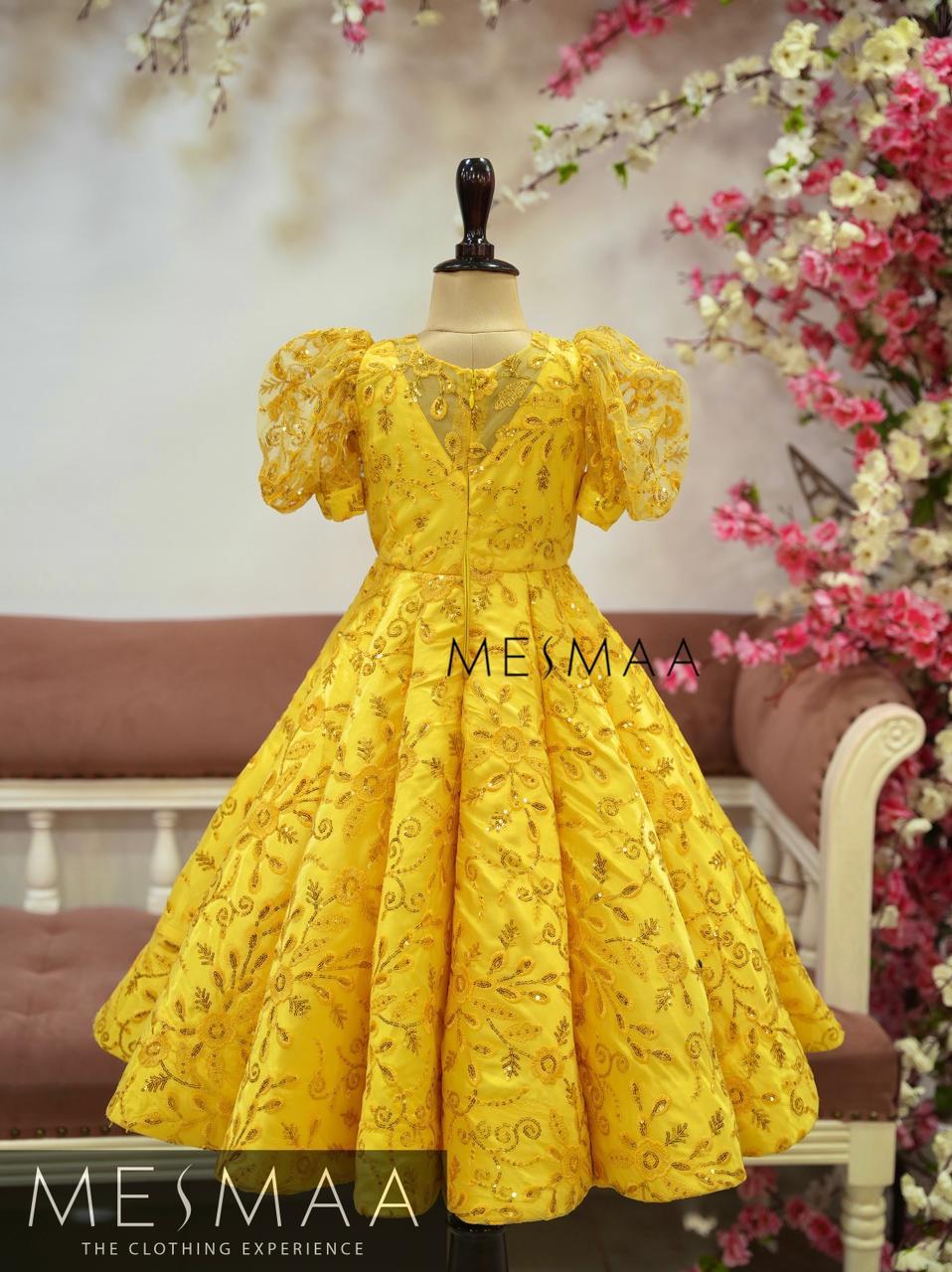 Sunflower yellow kids gown.