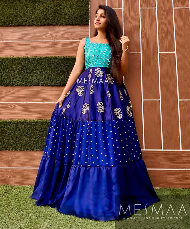 Royal blue and aqua blue gown – Mesmaa